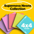 Post-it Super Sticky Notes 675-6SSMIA, 4 in x 4 in (101 mm x 101 mm), Supernova Neons, 6 Pads/Pack, 90 Sheets/Pad, Lined 625