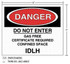 3M Diamond Grade Safety Sign 3MN204DG, "DANGER‚Ä¶IDHL", 6 in x 5 in,10/Package 38874