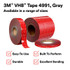 3Mâ„¢ VHBâ„¢ Tape 4991, Gray, 1/2 in x 36 yd, 90 mil, 18 Roll/Case