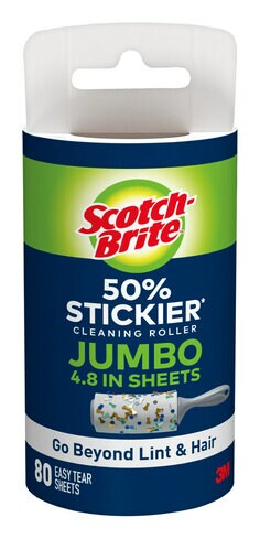 Scotch-Brite 50% Stickier 8 Wide Surface Lint Roller, 60 Sheets 