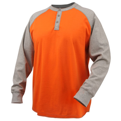 Black Stallion TF2520-GL 7 oz. Flame-Resistant Cotton Jersey Henley, Gray/Lime