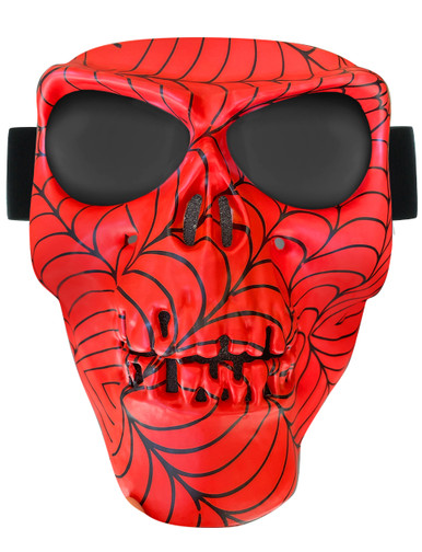 Skull Mask Orange Web SM Skull Full Face Mask - Strobels Supply