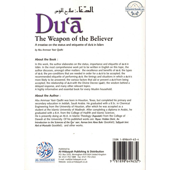 Dua The Weapon of the Believer By Abu Ammaar Yasir Qadhi,ISBN: 9781898649632