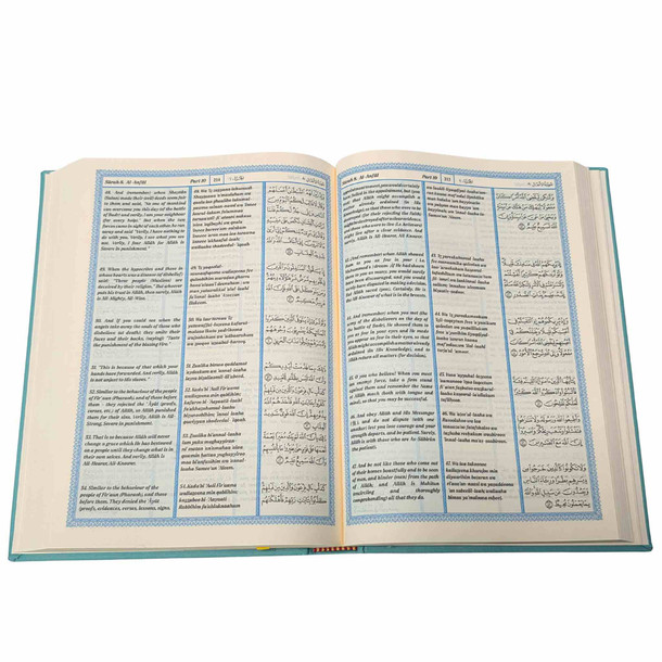 The Noble Quran Transliteration in Roman Script with Arabic Text and English (Rainbow Colors) King Fahad Style