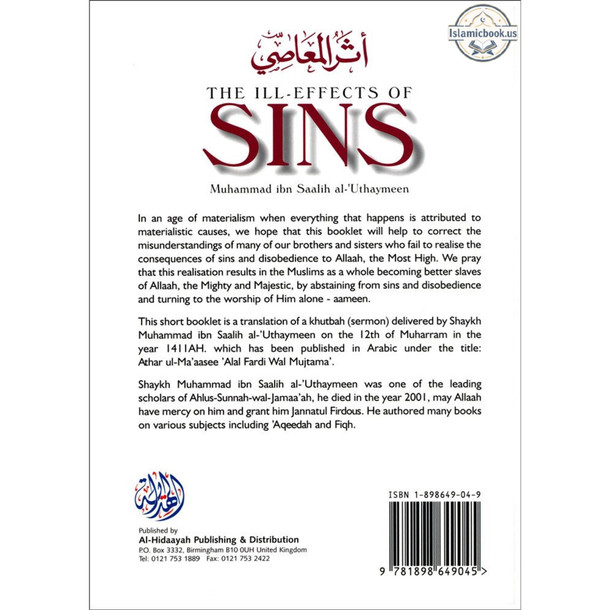 The ill Effects Of Sins By Muhammad ibn Saalih al-Uthaymeen,ISBN: 9781898649045