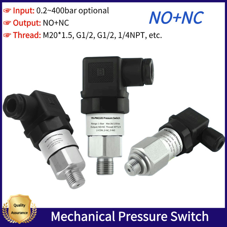 Adjustable Mechanical Pressure Switch 0-400bar for Pneumatic -Hydraulic -Oil -Water (Diaphragm Piston Pressure Control)