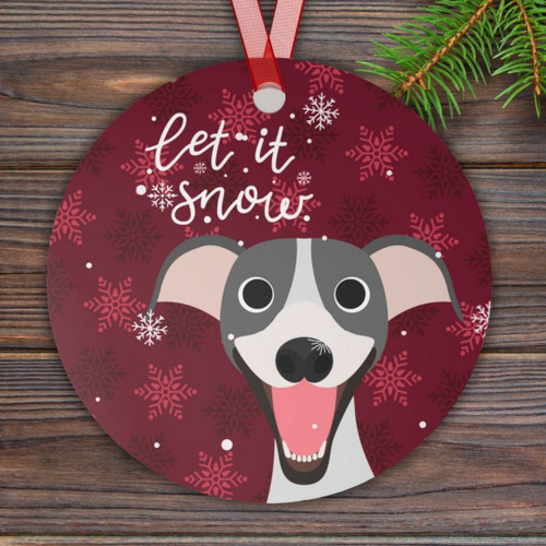 Personalized Let It Snow Greyhound Christmas Ornament Dog Lover Gift