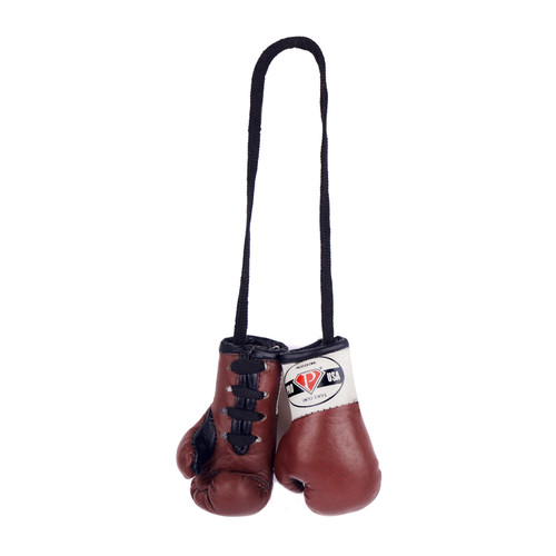 Increased 5” length mini-sized replica boxing gloves 
Larger size delivers real boxing glove flair and detail, with a tough cowhide leather cover 
Authentic all the way down to the laces for hanging 
Sold in pairs