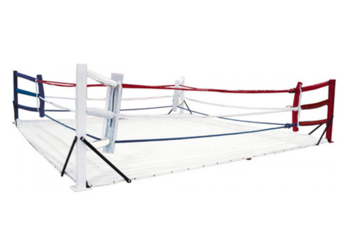 Everything you need to install this Pro USA deluxe floor boxing ring in your gym! Built tough and secure for round after round of ring action. Great floor ring for any gym. Attaches to any floor. Comes complete - easy to assemble.

Includes:

Full Frame
4 Corner Posts (2 White, 1 Red, 1 Blue)
4 Corner Cushions (2 White, 1 Red, 1 Blue)
3 Ropes & Rope Covers (1 White, 1 Red, 1 Blue)
12 Turnbuckles & Turnbuckle Covers (6 White, 3 Red, 3 Blue)
Ring Padding
White Canvas Ring Cover
12 Rope Retaining Rings
6 Rope Clamps
Made in the USA