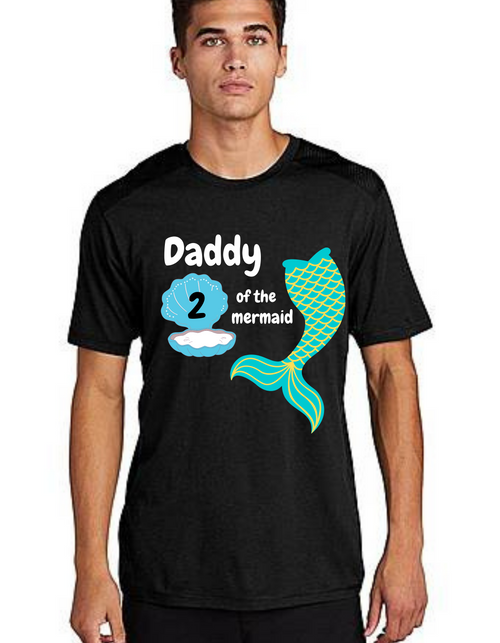 Dad of the birthday Girl Tshirt Mermaid tail theme, For Dad tshirt, T-Shirt Short Sleeve Men Summer T-shirt