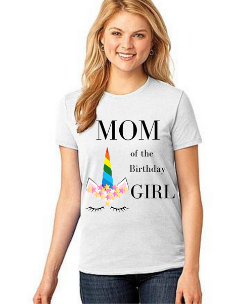 Mommy of the Birthday Girl Unicorn,Tshirts Mom Life T-Shirt Short Sleeve Summer Mommy Tshirts
