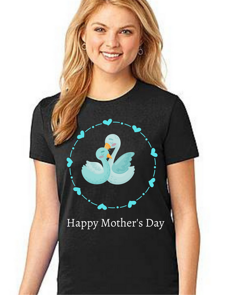 Happy Mother's day Swan Mama Tshirt Mom Life T-Shirt Short Sleeve Summer Mommy Tshirts