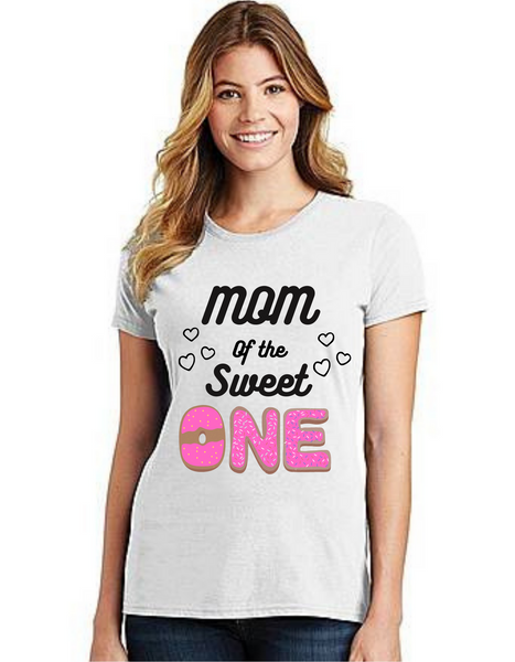 Mommy of the Birthday Girl Donut themeT-shirts Mom Life T-Shirt Short Sleeve Summer Mommy Tshirts