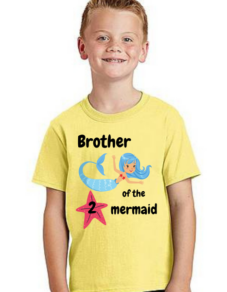 Brother of Birthday Girl  Mermaid  theme T-shirts kids Tshirt , bday tshirts, Boy's tshirts