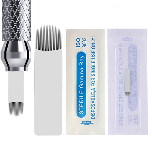 30Pcs Disposable Eyebrow Microblading Needles (18U) White