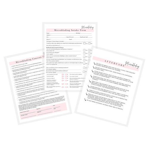 Microblading Consent and Aftercare Forms with Client Signature 50 Pack