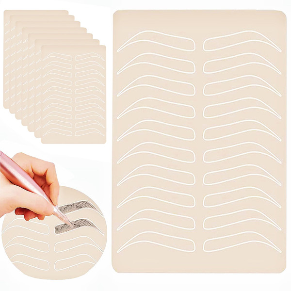 8 pcs Eyebrow Tattoo Practice Skin, Double Sided (White Eyebrow & Blank)