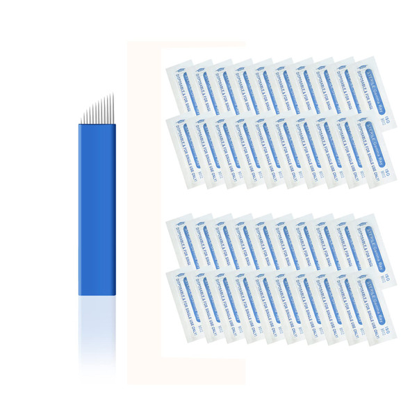 12 Pin Microblading Blade Eyebrow Tattoo Needles for Manual pen (Pack of 50)