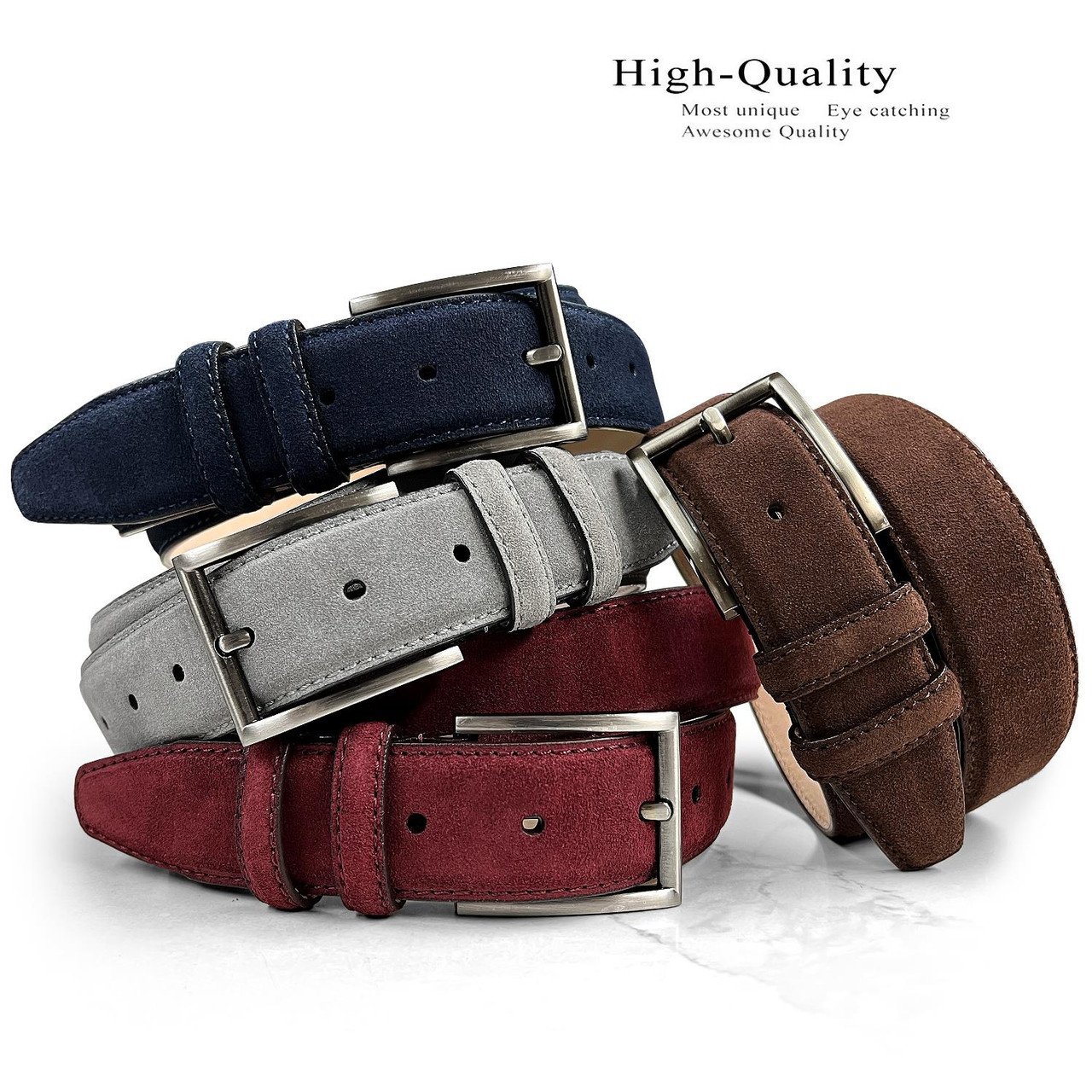 mens white suede belt