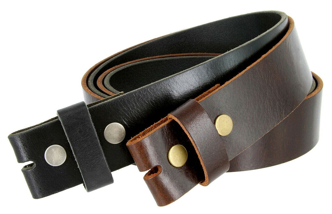 BS103 One Piece Full Grain Buffalo Oil Tanned Leather Belt Strap with Snaps  on 1-1/2