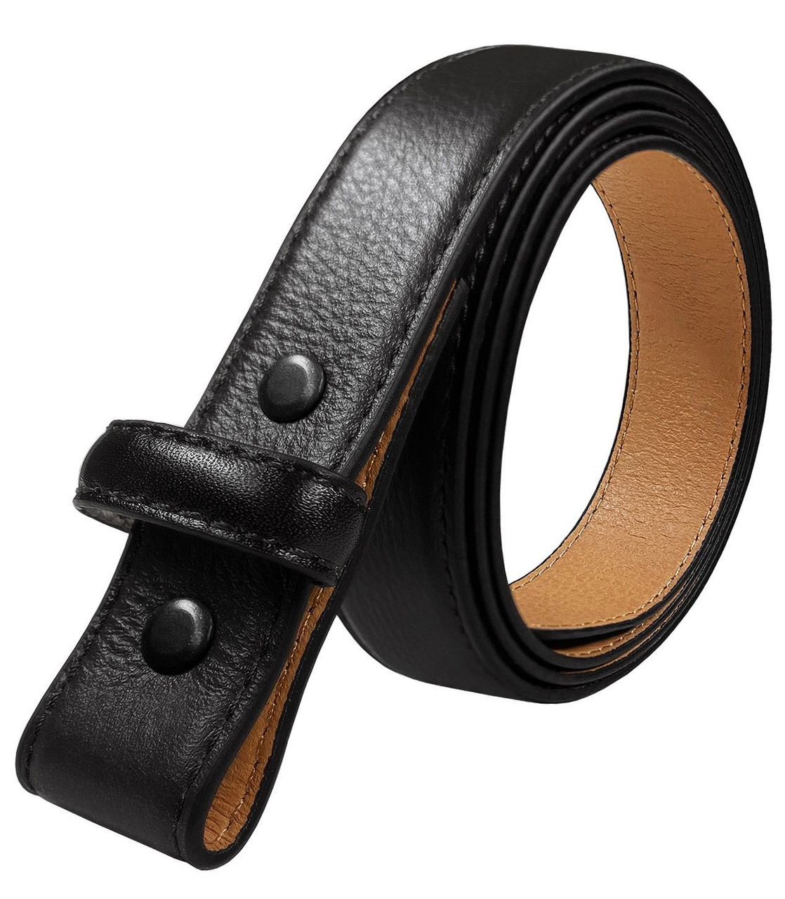 Black Pebble Leather Strap - 1 inch (25mm) Wide - Choose Length