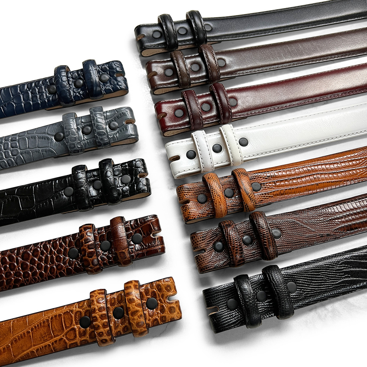 Genuine Full-Grain Cowhide Leather Dress Belt Strap with Snaps 1-1