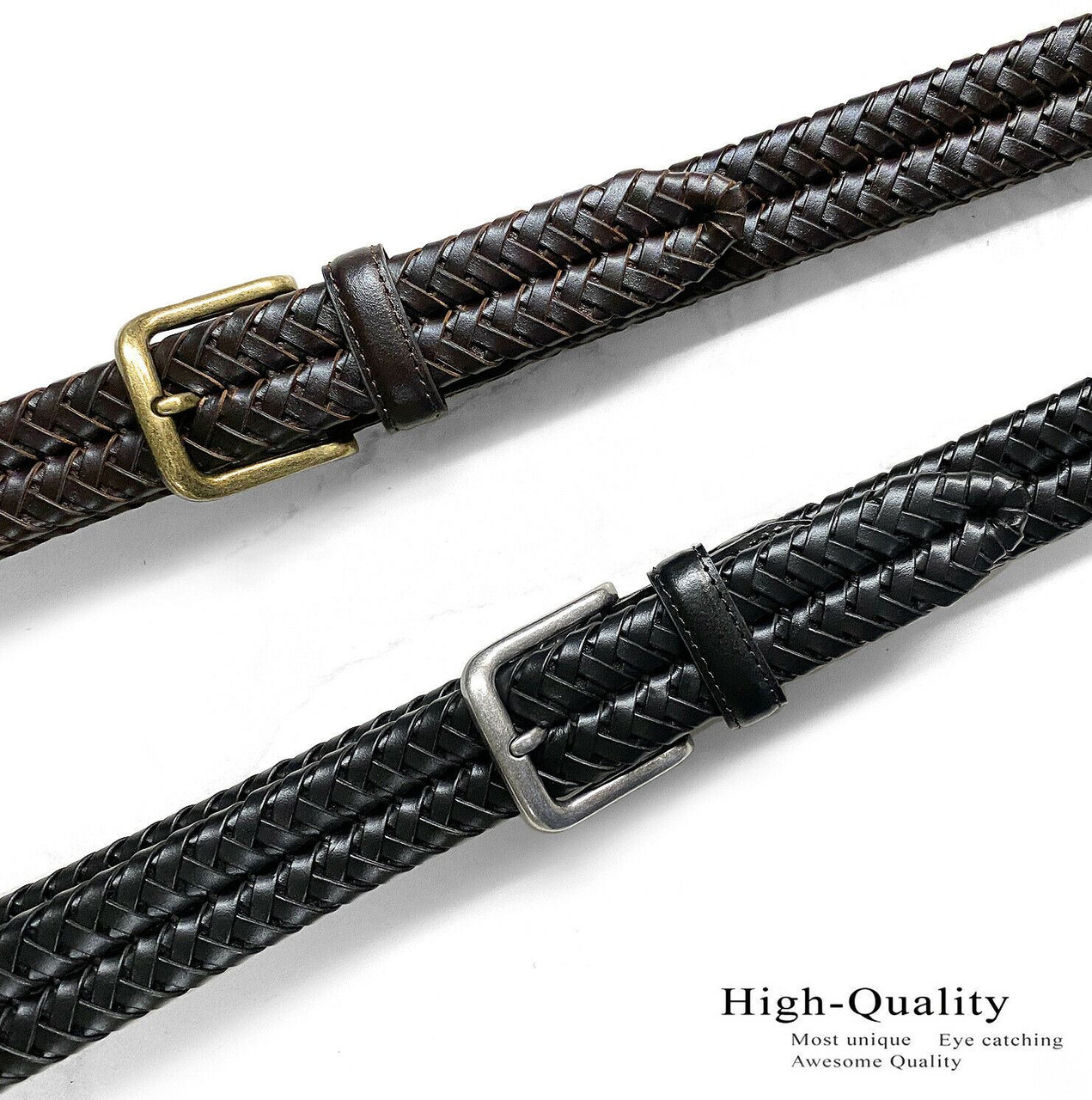 20150 Braided Belt Genuine Leather Braided Woven Casual Dress Belt  1-1/4