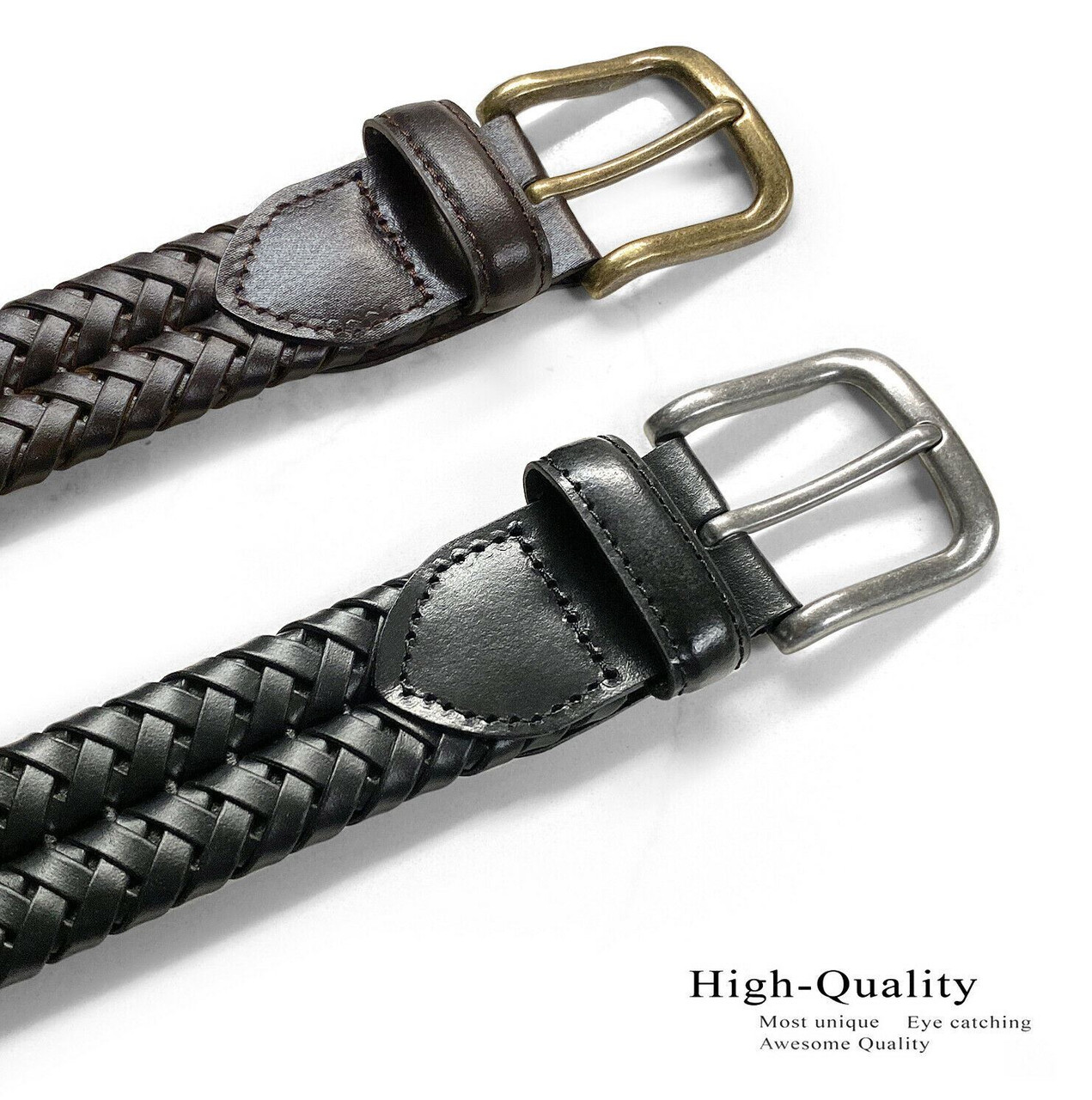 20150 Braided Belt Genuine Leather Braided Woven Casual Dress Belt