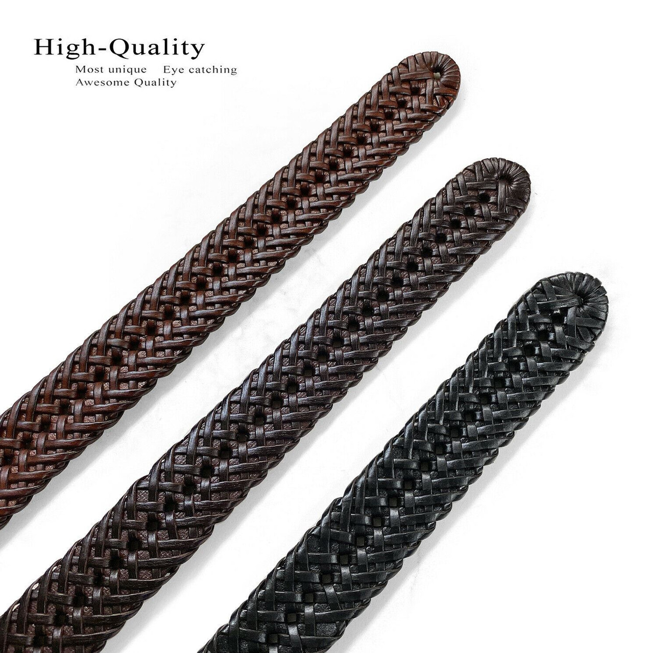 20154 Men's Genuine Leather Braided Woven Casual Dress Belt 1-1/4