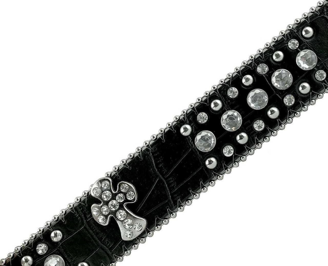 50121 Rhinestone Belt Fashion Western Bling Crystal Genuine Leather Belt  1-1/2(38mm) Wide
