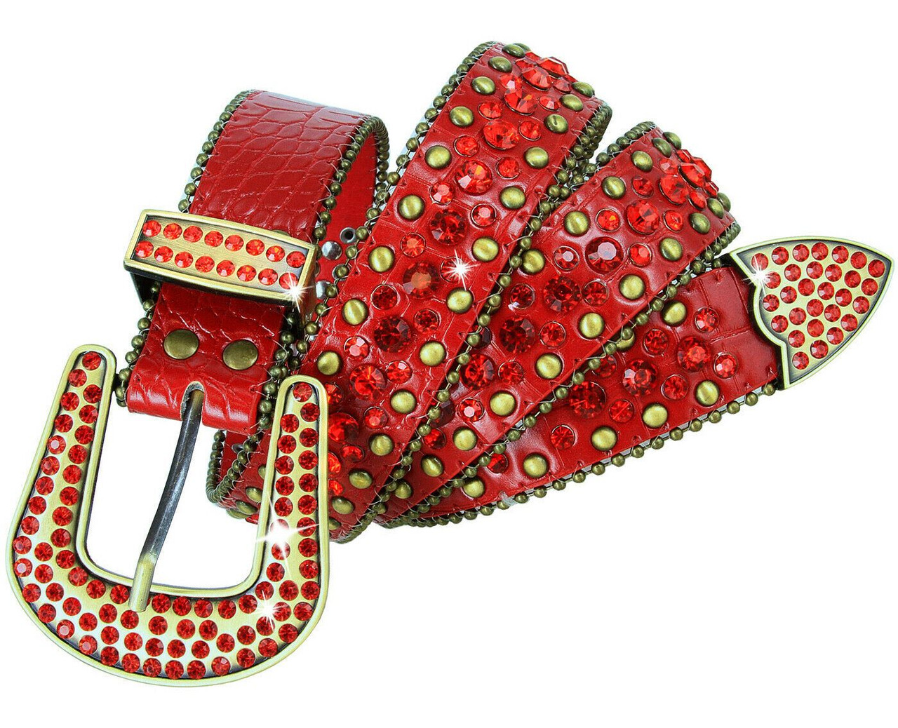 その他 TEN STUDS BELT 36 BROWN Two Row Pyramid Stud Belt Brown Leather Studded Belt Punk