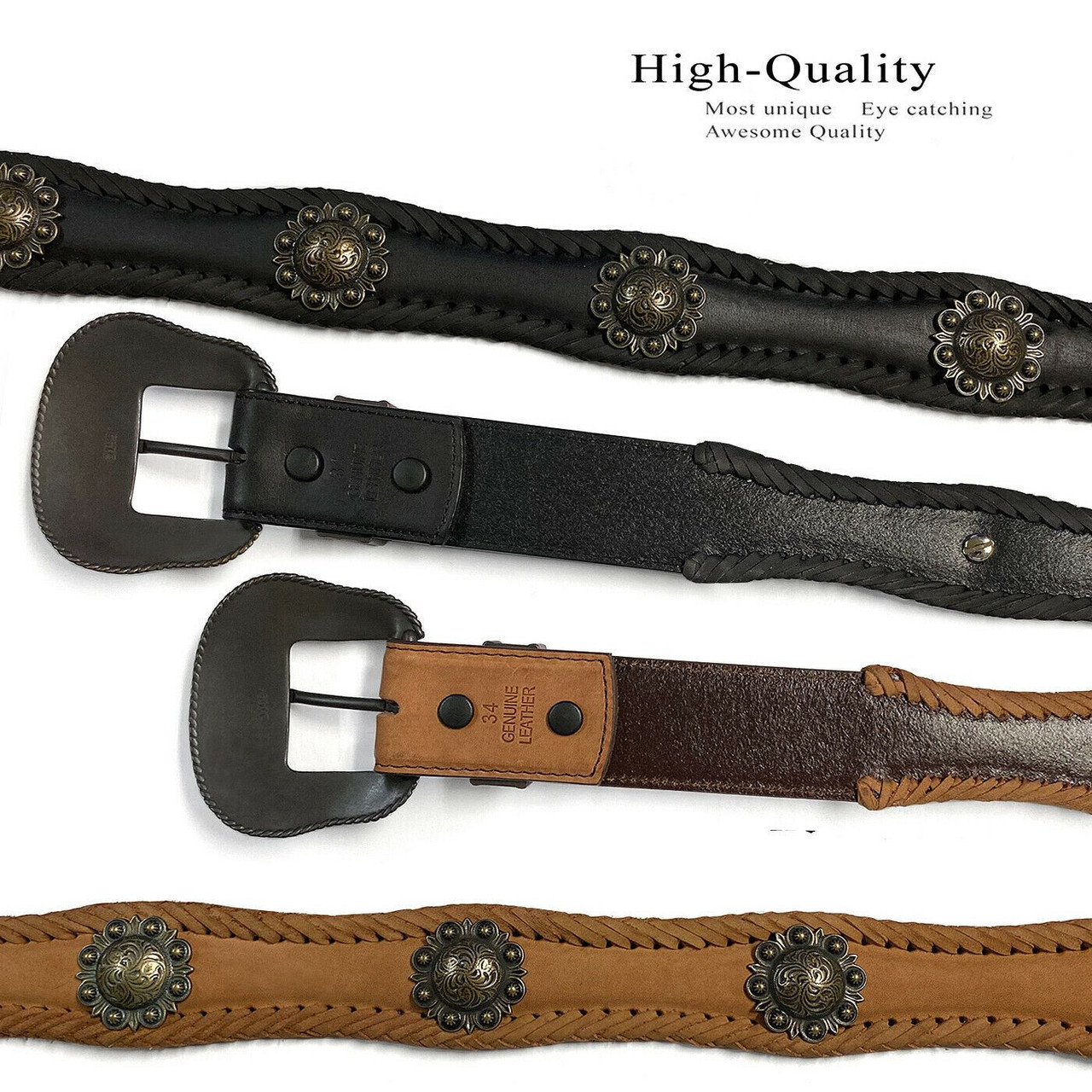 INOGIH Women's Vintage Western Leather Belt