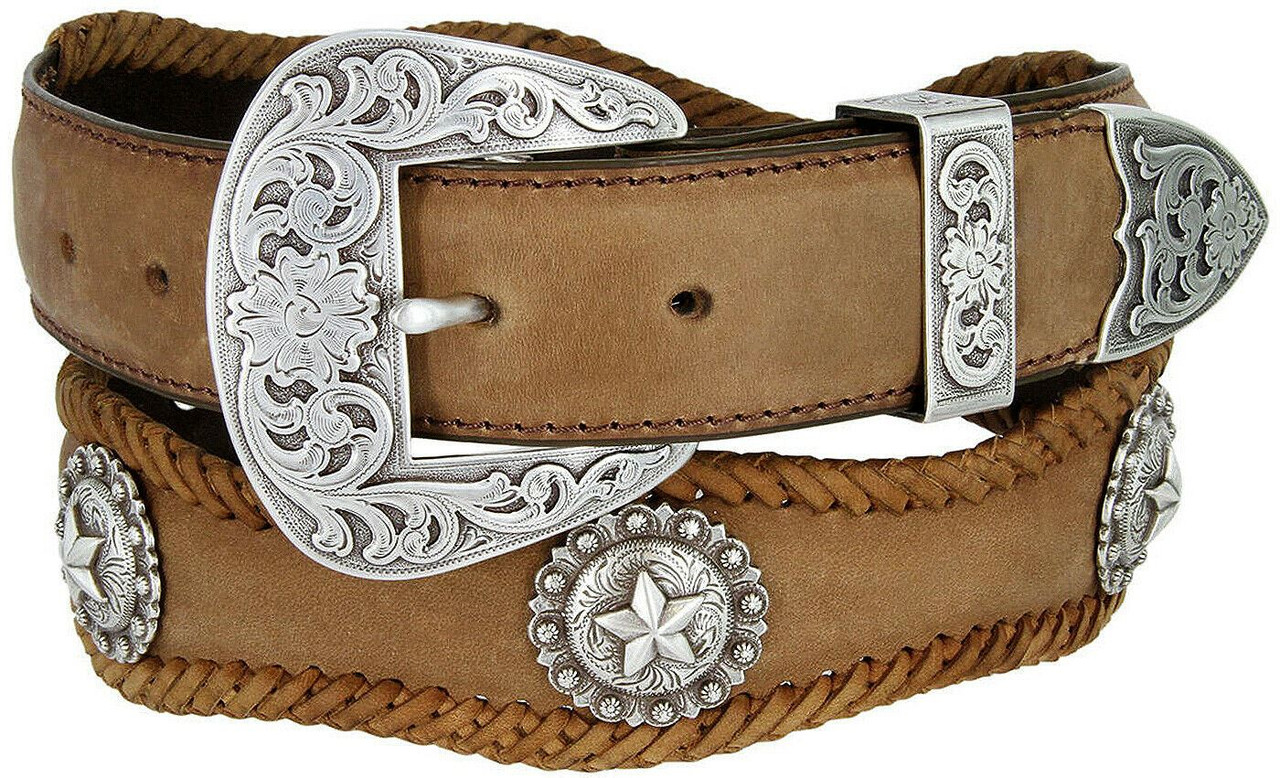Silver Abilene Star Conchos Crazy Horse Scalloped Genuine