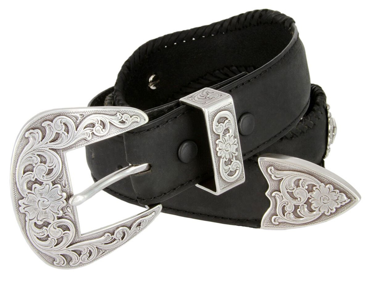 Silver Abilene Star Conchos Crazy Horse Scalloped Genuine