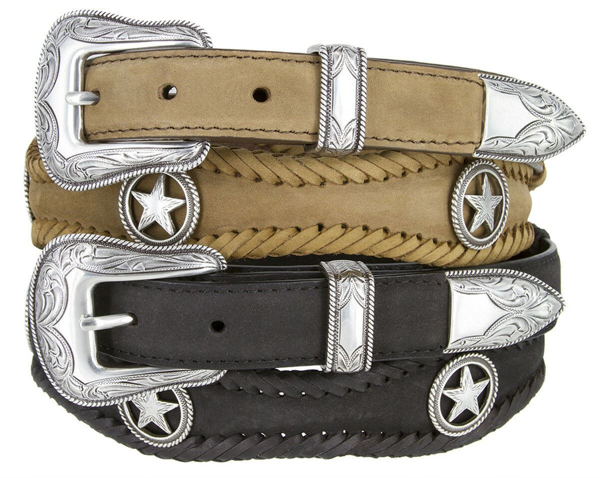 Vintage Western Belt longhorn stars horseshoes hearts cowgirl horse Conchos 30” West Star Texas Western Belt - Genuine Leather Longhorn  main image 4
