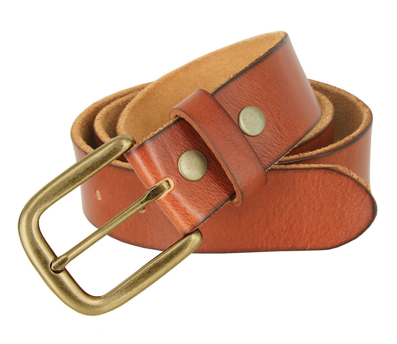 Antique Gold Classic Buckle Genuine Full Grain Leather Casual Jean