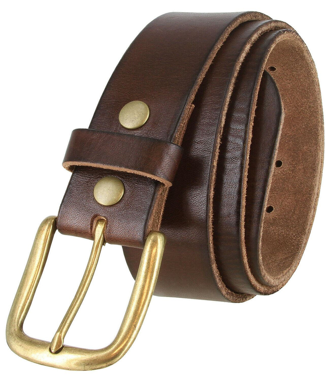 Antique Gold Classic Buckle Genuine Full Grain Leather Casual Jean