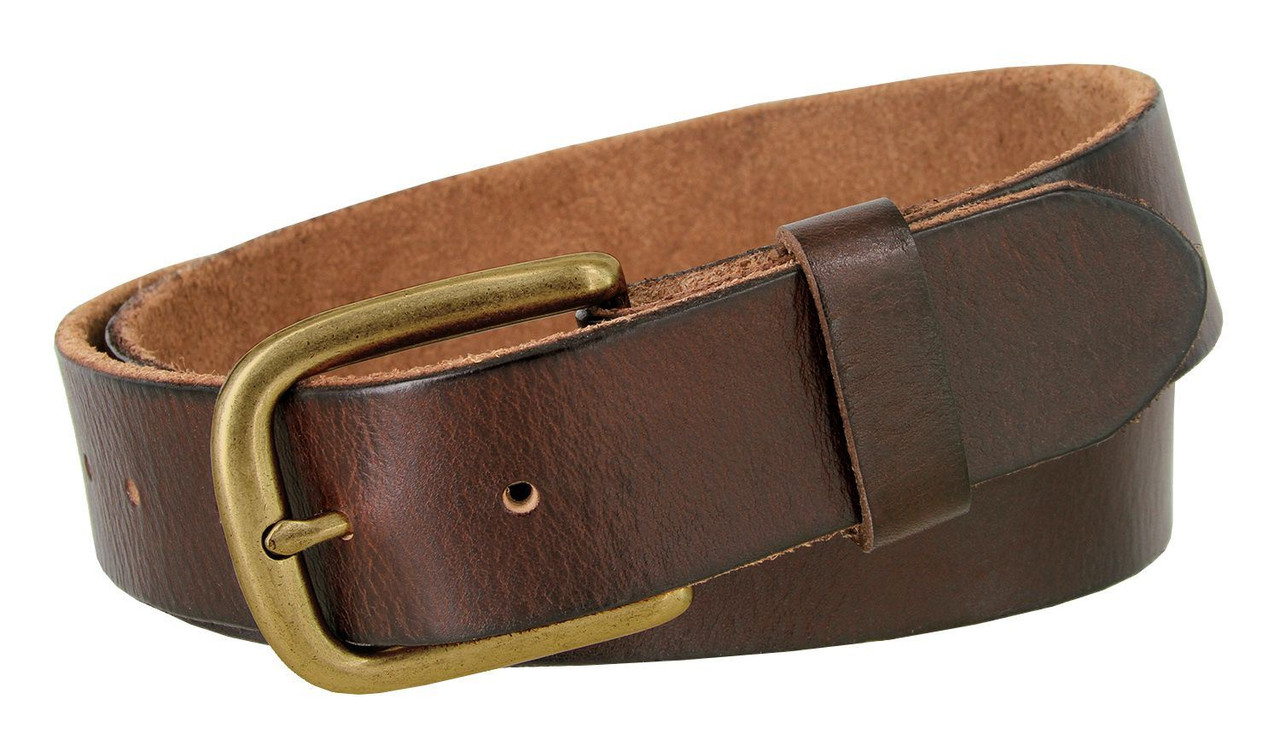 Antique Gold Classic Buckle Genuine Full Grain Leather Casual Jean
