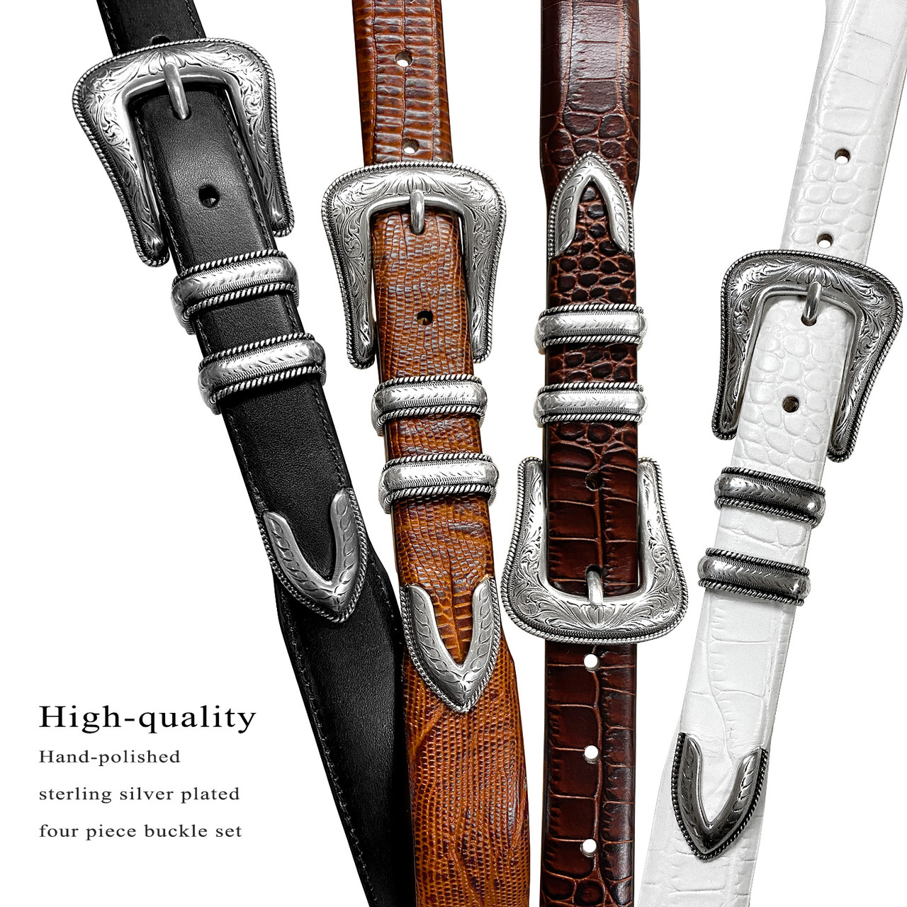 Italian Leather Monogram-Buckle Reversible Belt