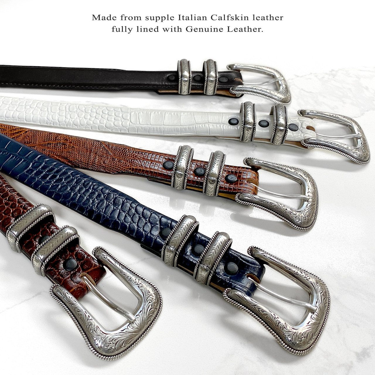 S5825 Italian Calfskin Genuine Leather Designer Golf Dress Belt 1-1/8(30mm) Wide, Multi-style options