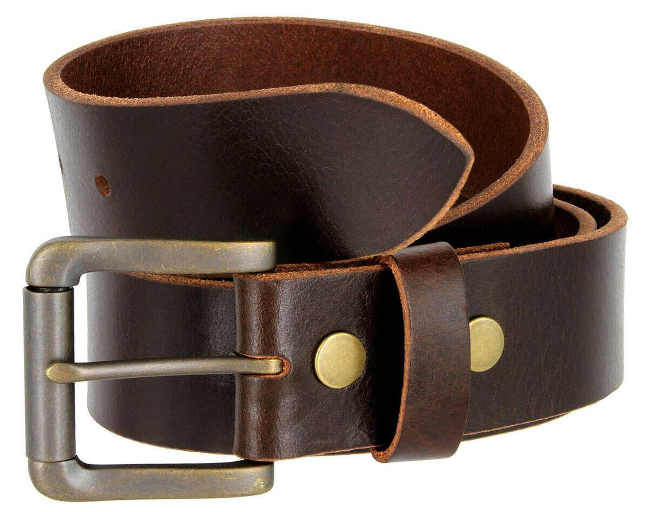 4184 Double Prong Roller Buckle Genuine Full Grain Leather Belt  1-3/8(35mm) Wide Made in USA Belt 