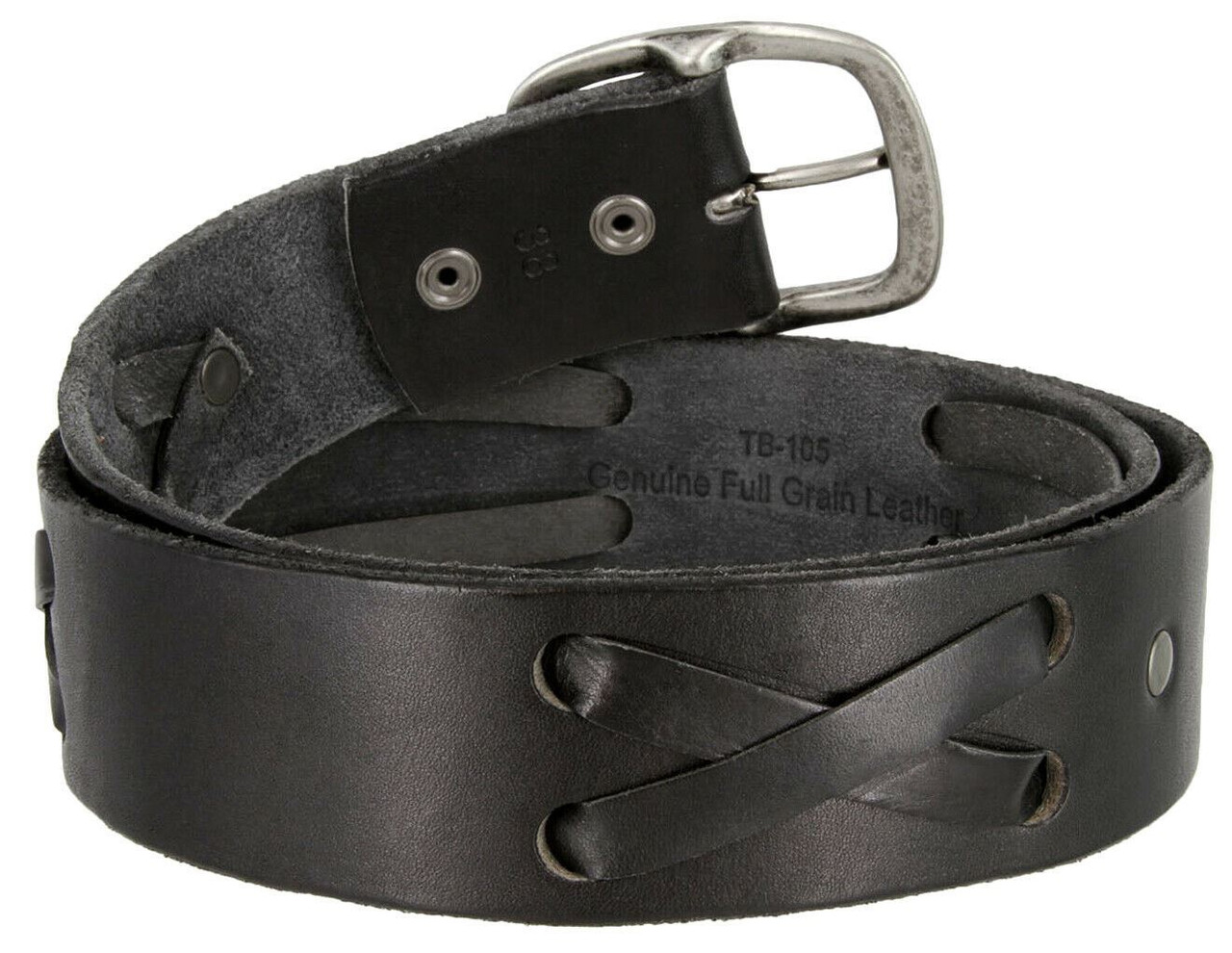 X-Laced Casual Jean Belt Genuine Full Grain Leather Belt 1-3/4