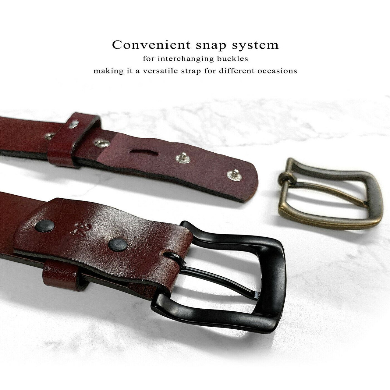 Classic Burgundy Belt Genuine Full Grain Leather Casual Jean Belt