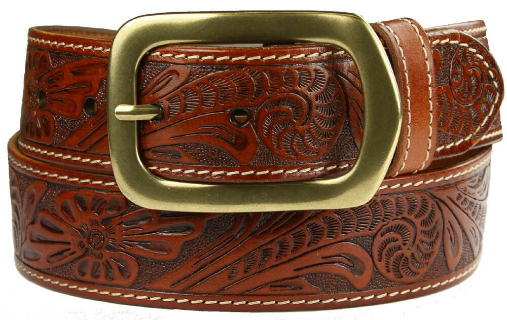 Jefferson Western Floral Engraved Tooled Genuine Full Grain