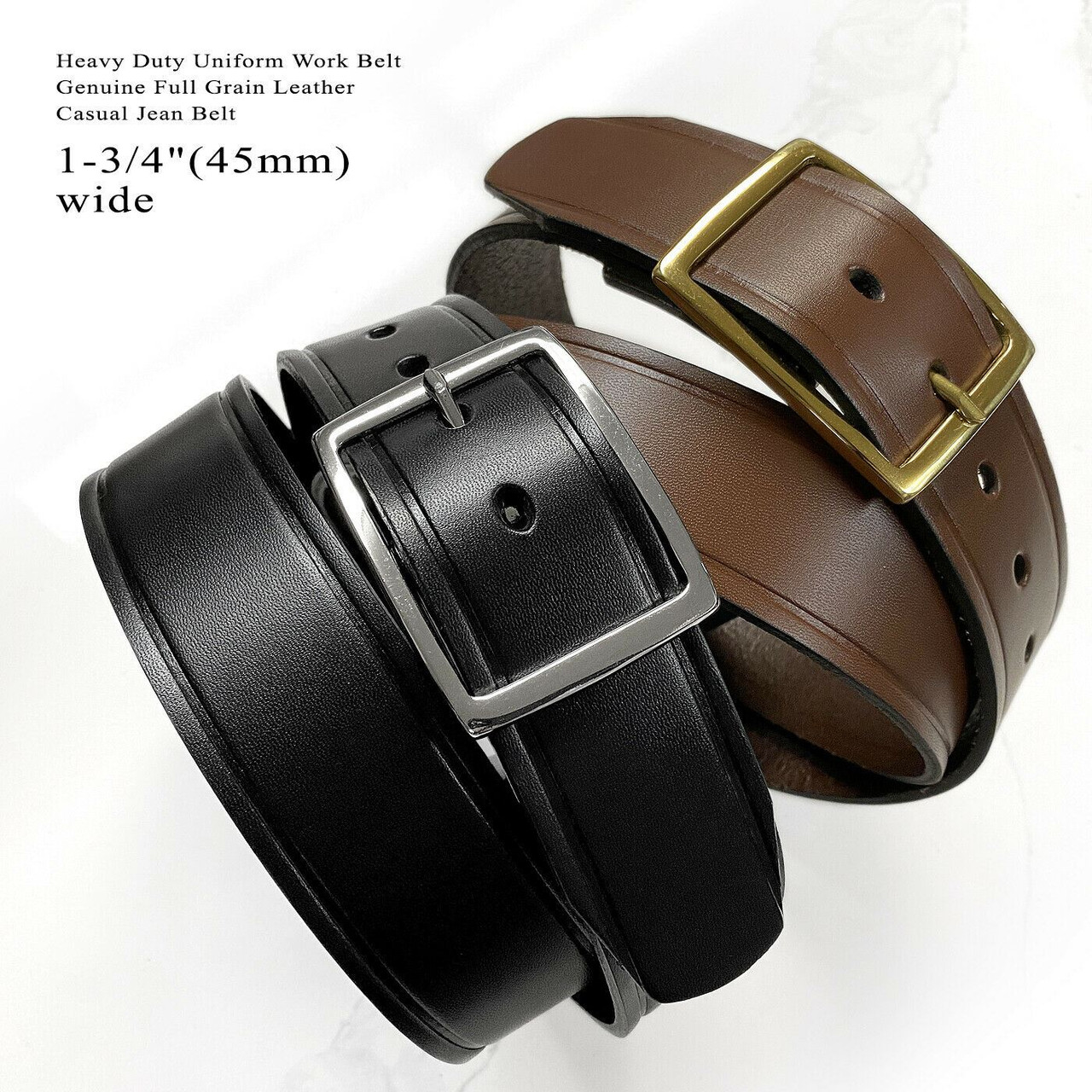 Heavy Duty Uniform Work Belt Genuine Full Grain Leather Belt 1-3/4