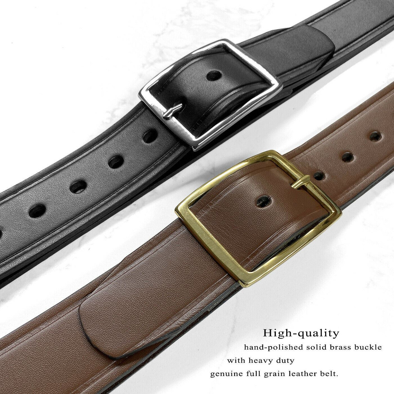 Heavy Duty Uniform Work Belt Genuine Full Grain Leather Belt 1-3/4