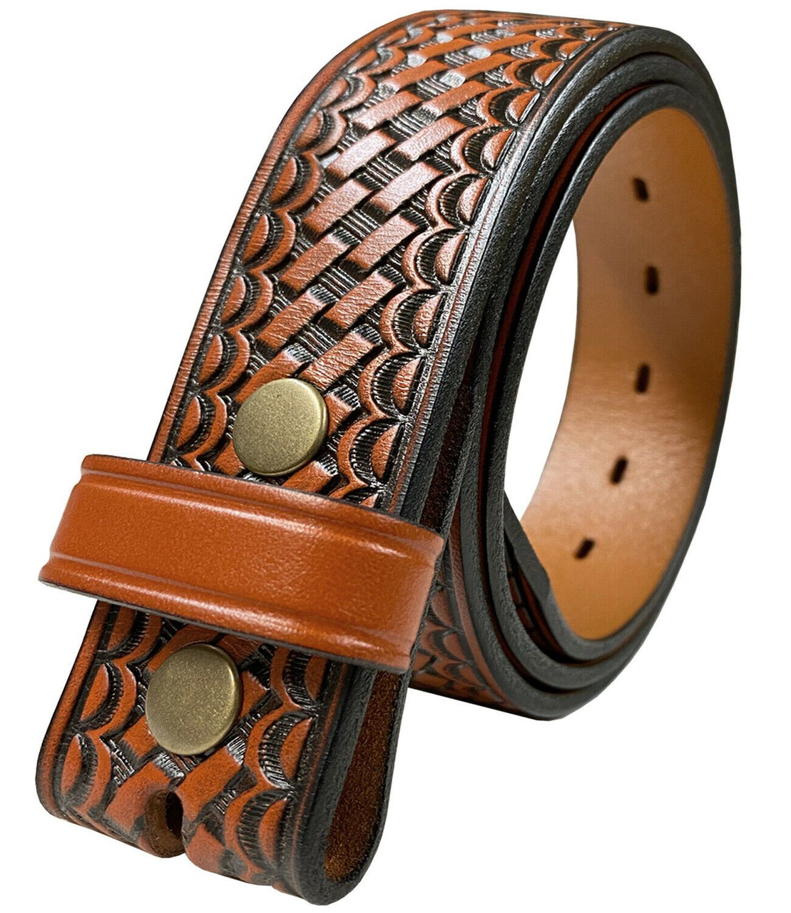 ACCESSORIES :: Classic Belts & Duty Belts :: BOSTON LEATHER - Traditional  1.5 Basketweave Belts with GOLD Buckle
