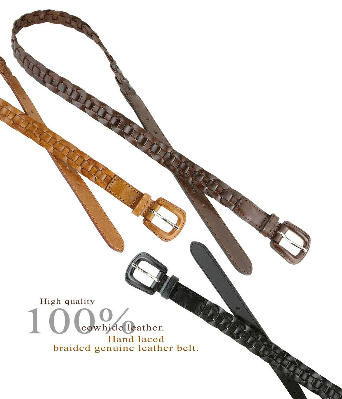 251813 Genuine Leather One Piece Full Leather Hand Lacing Braided