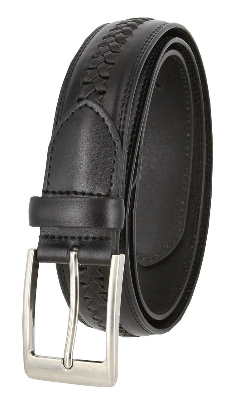Center Cross-weaved Braided Leather Belt Laced Woven Casual Dress Belt  1-3/8(35mm) Wide - Belts.com