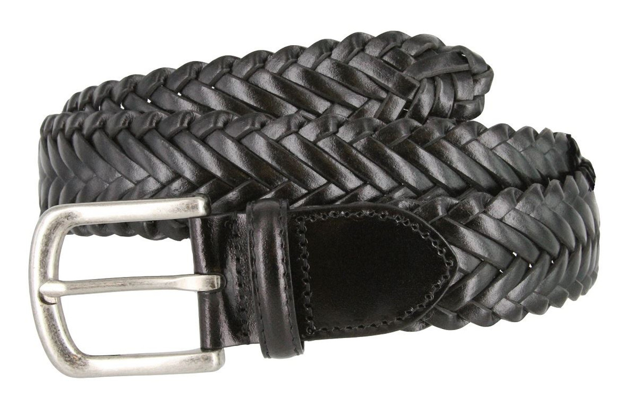20151 Men's Genuine Leather Braided Woven Casual Dress Belt 1-3/8(35mm)  Wide
